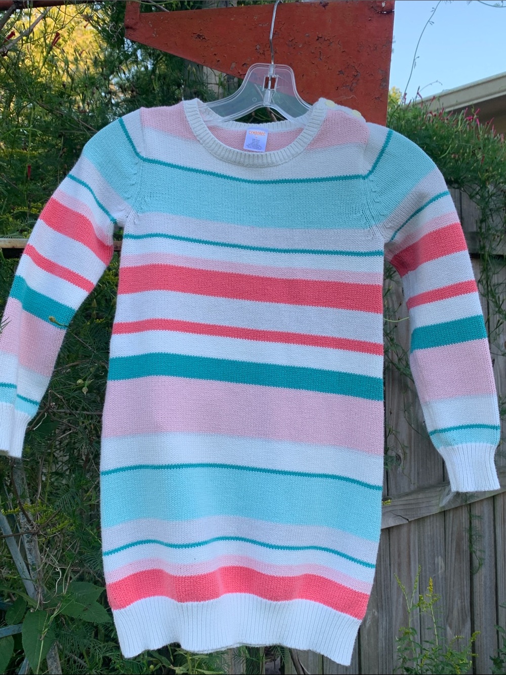 Girls Striped Knit Dress - Pastel Pink, Teal & White Sweater Gymboree size 8